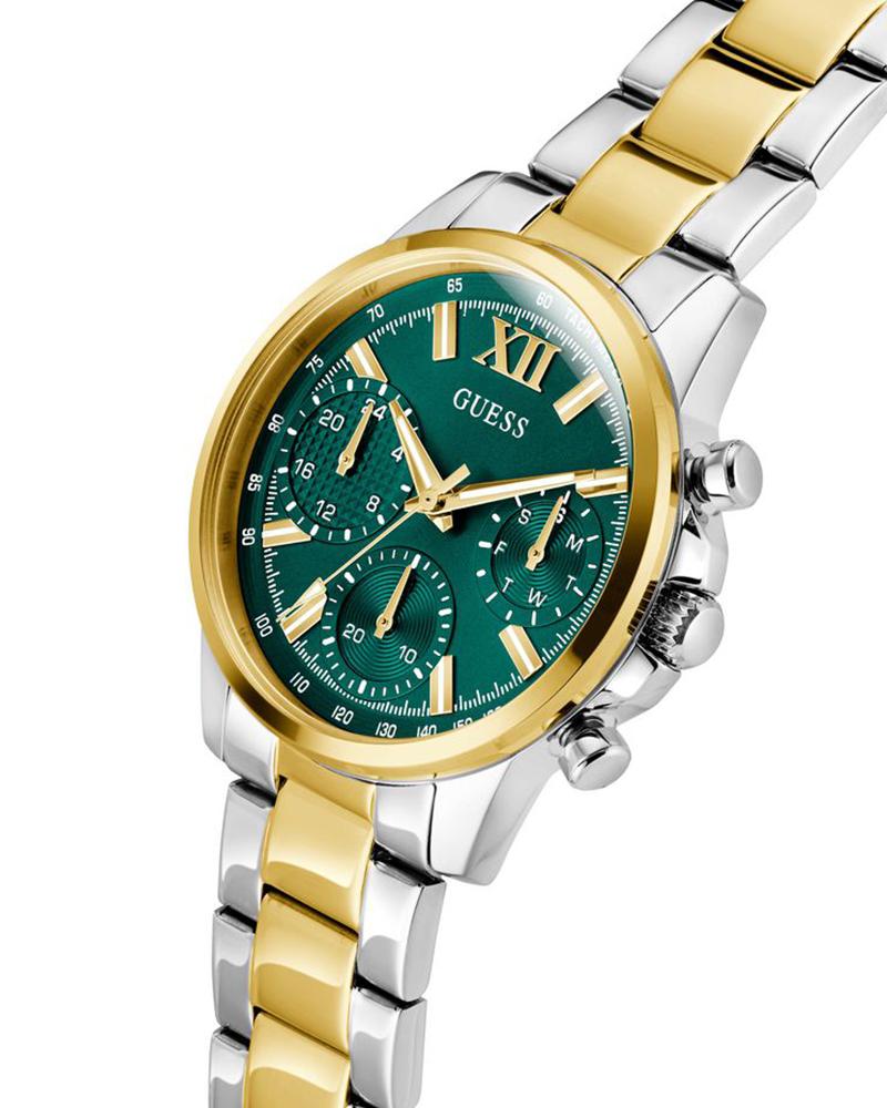 GUESS GW0933L7 Quartz Women’s Bailey Two-Tone Multi-Function Watch with Green Sunray Dial & Stainless Steel Strap