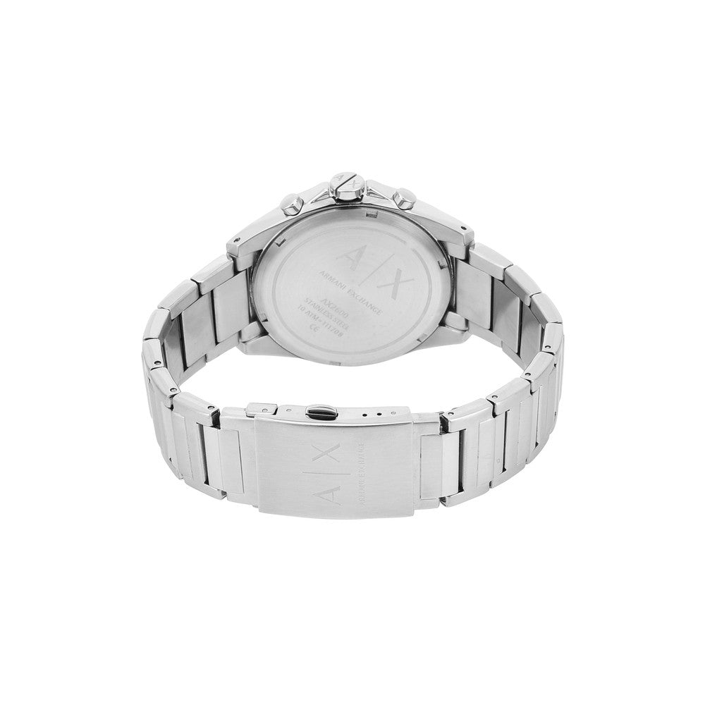 Armani Exchange AX2600I Men's Quartz Chronograph Watch Black Sunray Dial Silver Stainless Steel Bracelet