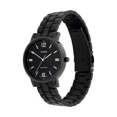 Casio A2445 Analog Quartz Women’s Enticer Watch | Black Dial | Black Stainless Steel Bracelet | 30 m Water Resistant