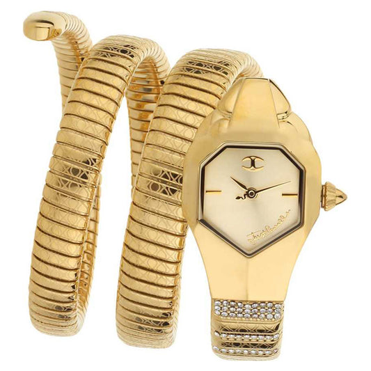 Just Cavalli JC1L112M0025 Women Quartz Champagne Dial Gold Stainless Steel Glam Snake Watch