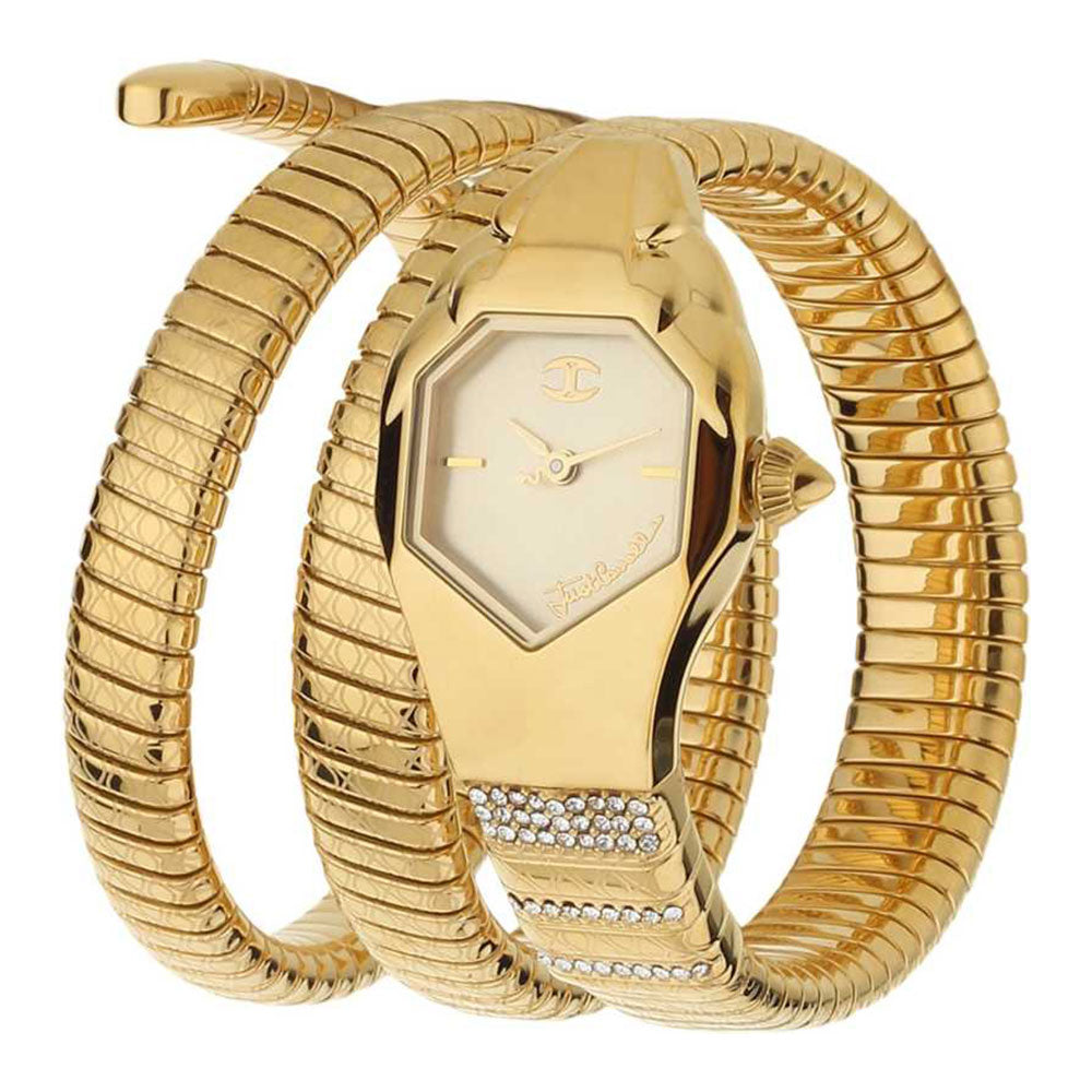 Just Cavalli JC1L112M0025 Women Quartz Champagne Dial Gold Stainless Steel Glam Snake Watch