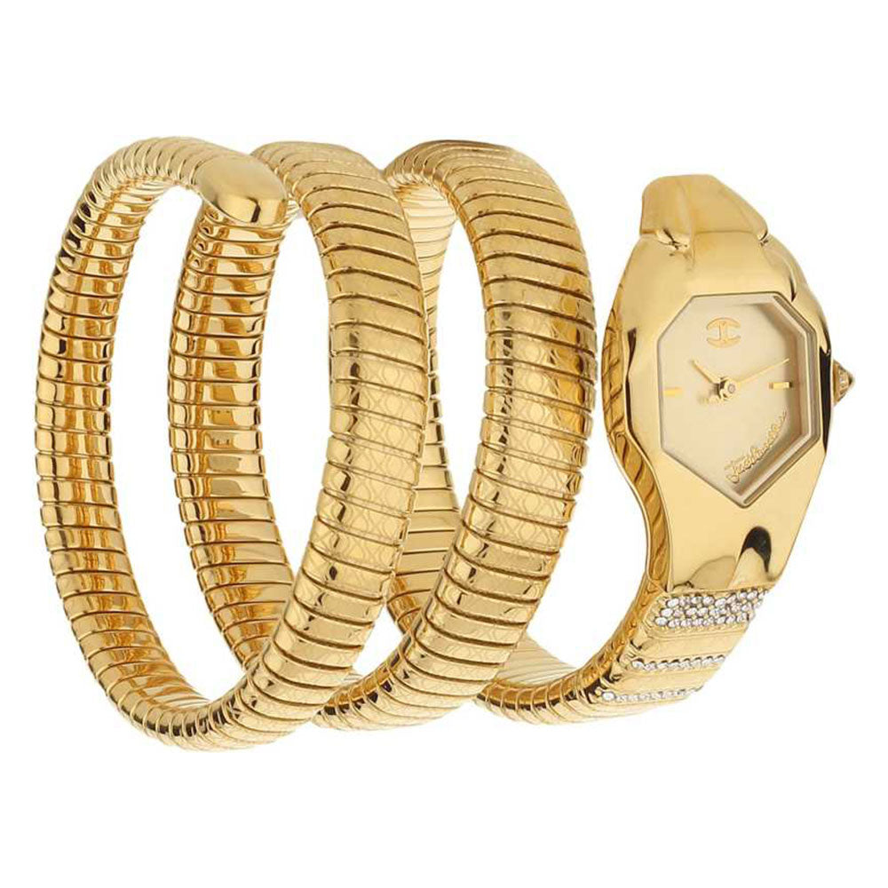 Just Cavalli JC1L112M0025 Women Quartz Champagne Dial Gold Stainless Steel Glam Snake Watch
