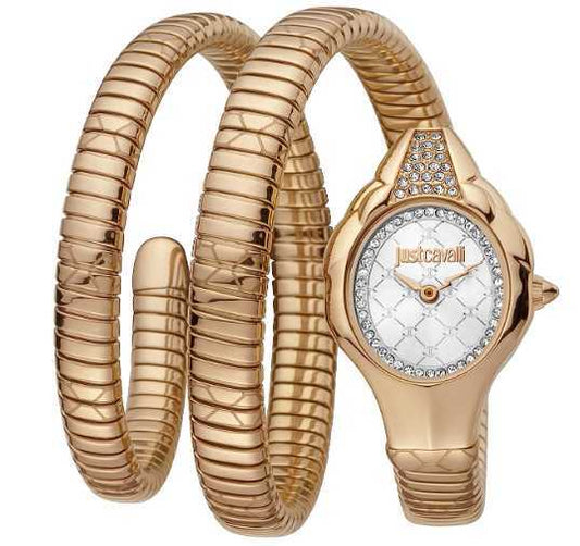 Just Cavalli JC1L189M0055 Women Quartz Silver Dial Rose-Gold Stainless Steel Snake Watch