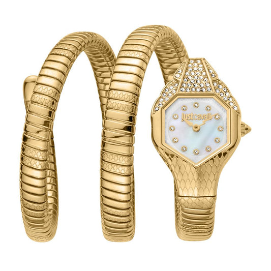 Just Cavalli JC1L193M0025 Women Quartz White Mother-of-Pearl Dial Gold Stainless Steel Glam Evo 7 Watch