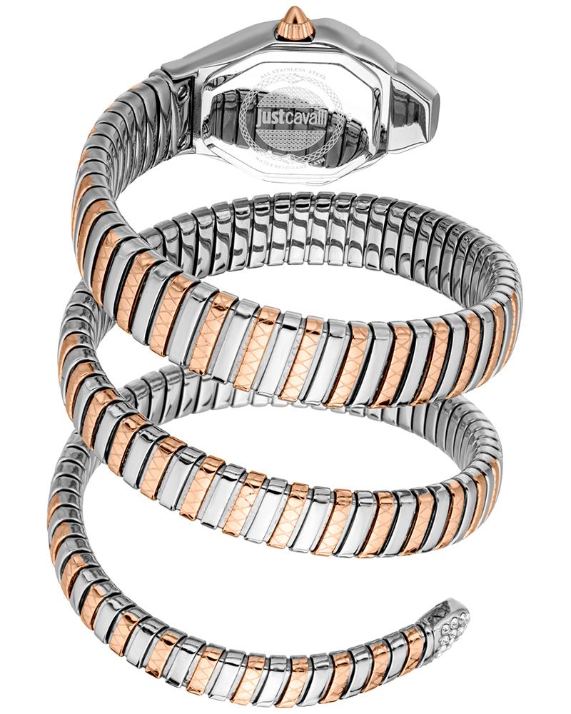 Just Cavalli JC1L370M0065 Ambra Women’s Signature Snake Silver & Rose-Gold Stainless Steel Watch