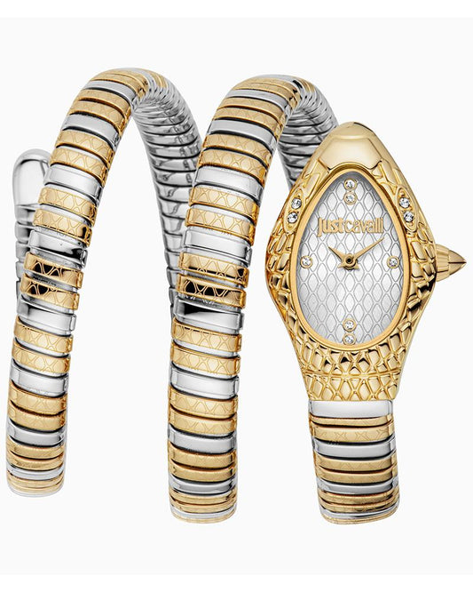 Just Cavalli JC1L374M1055 Aurela Women’s Elegant Oval Silver Dial Stainless Steel Watch