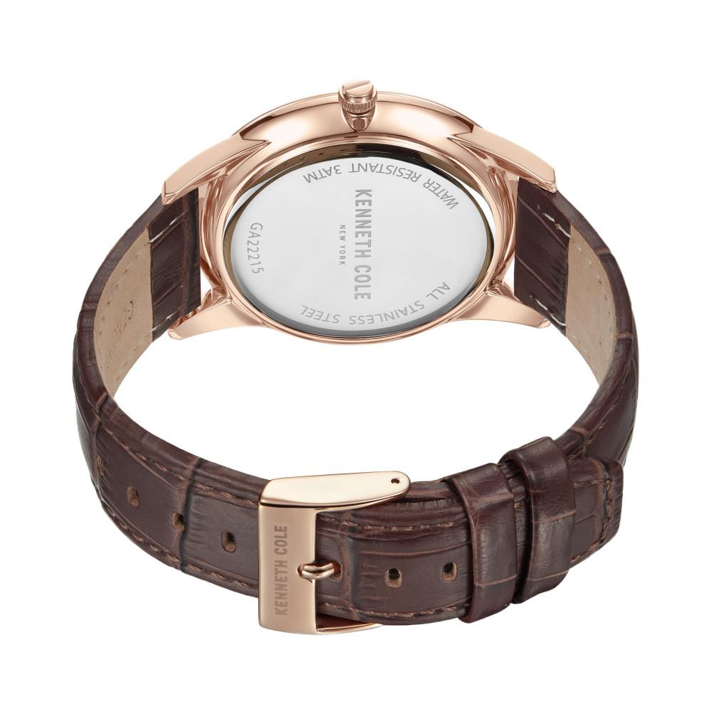 Kenneth KCWGA2221502MN Cole Men’s Analog Silver‑Dial Leather Watch