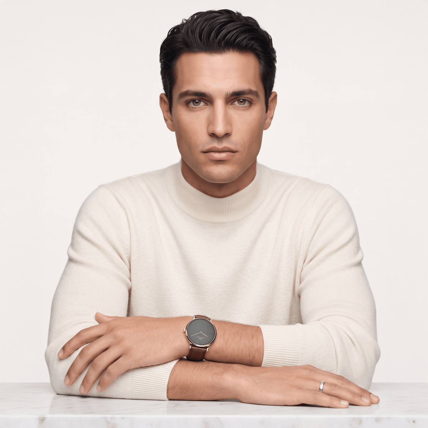 Daniel Wellington DW0DG2000 Grey Dial Men's Brown Leather Analog Watch
