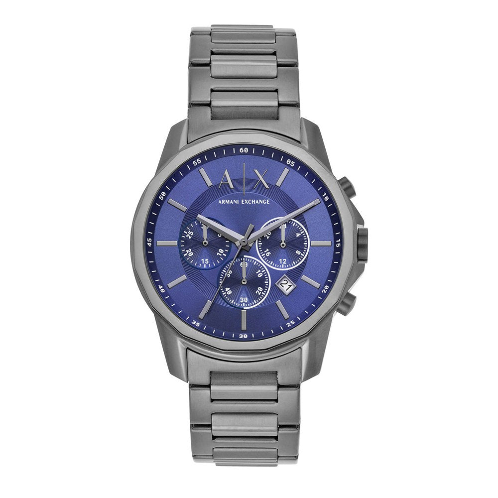 Armani Exchange AX1731I Men's Quartz Chronograph Watch Blue Sunray Dial Gunmetal Stainless Steel Bracelet