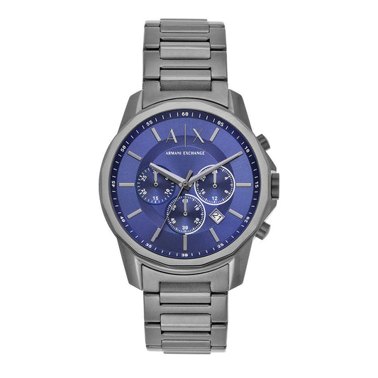 Armani Exchange AX1731I Men's Quartz Chronograph Watch Blue Sunray Dial Gunmetal Stainless Steel Bracelet