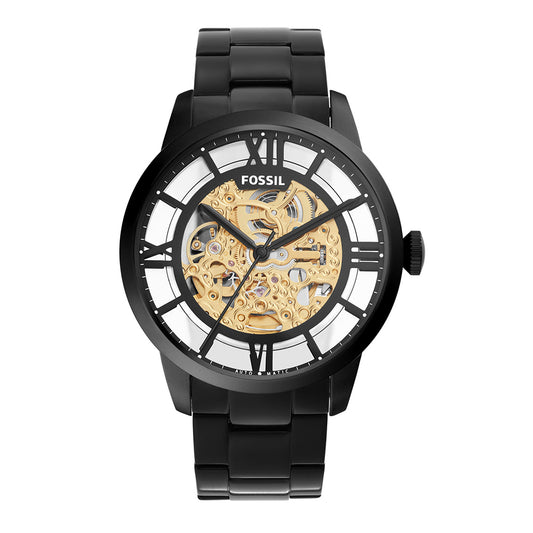 Fossil ME3197 Men's Automatic Watch Black Dial Black Stainless Steel Strap