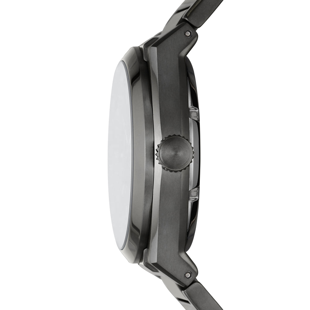Fossil ME3206 Men's Automatic Skeleton Watch Grey Dial Smoke Stainless Steel Strap