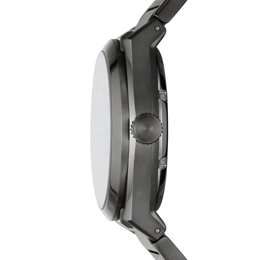 Fossil ME3206 Men's Automatic Skeleton Watch Grey Dial Smoke Stainless Steel Strap