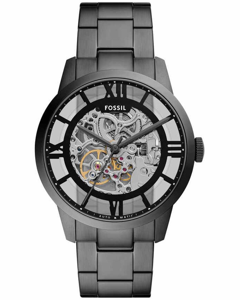 Fossil ME3268 Men's Automatic Skeleton Watch Smoke Dial Gunmetal Stainless Steel Strap