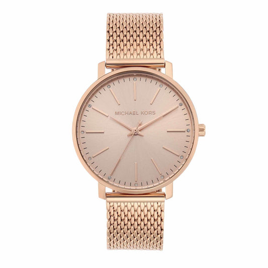Michael Kors MK4340I Women Quartz Rose Gold Dial Stainless Steel Pyper Watch