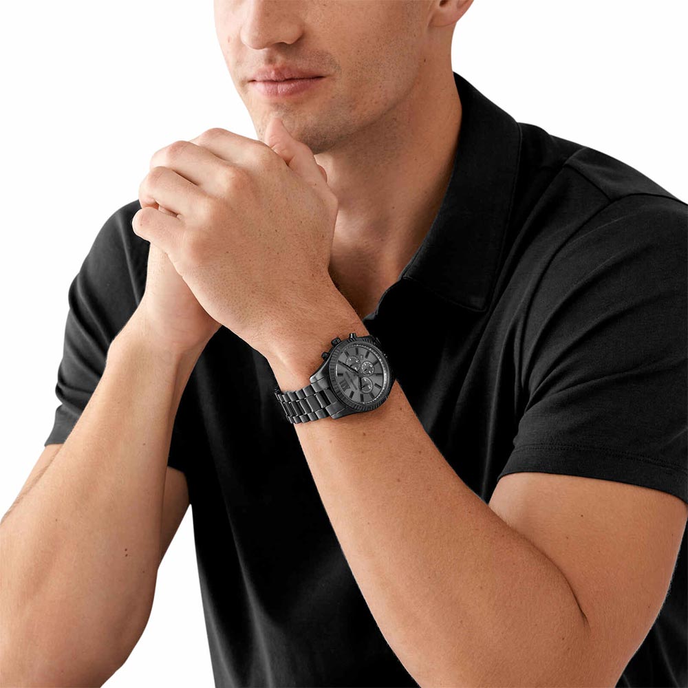 Michael Kors MK9154I Lexington Quartz Chronograph Black Dial Black Stainless Steel Men's Watch