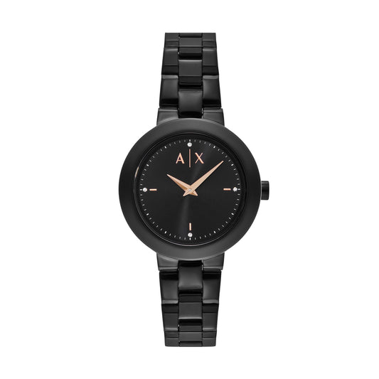 Armani Exchange AX5173I Women's Quartz Analog Watch Black Sunray Dial Black Stainless Steel Bracelet
