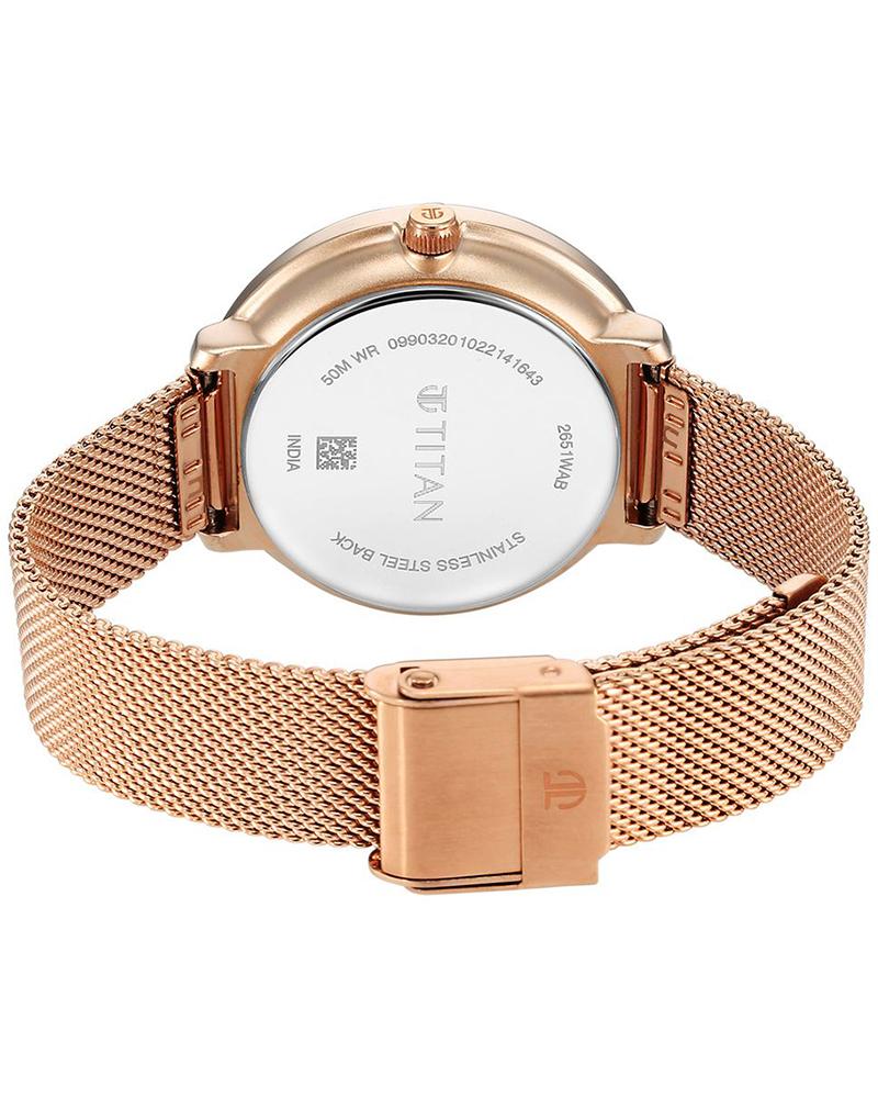 Titan 2651WM05 Neo Green Dial Multifunction Women's Rose Gold Stainless Steel Watch