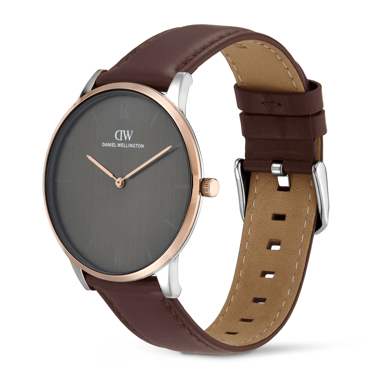 Daniel Wellington DW0DG2000 Grey Dial Men's Brown Leather Analog Watch
