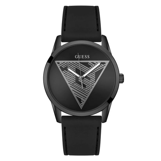 GUESS GW0957G3 Quartz Men’s Clark Black Analog Watch with Black Silicone Strap