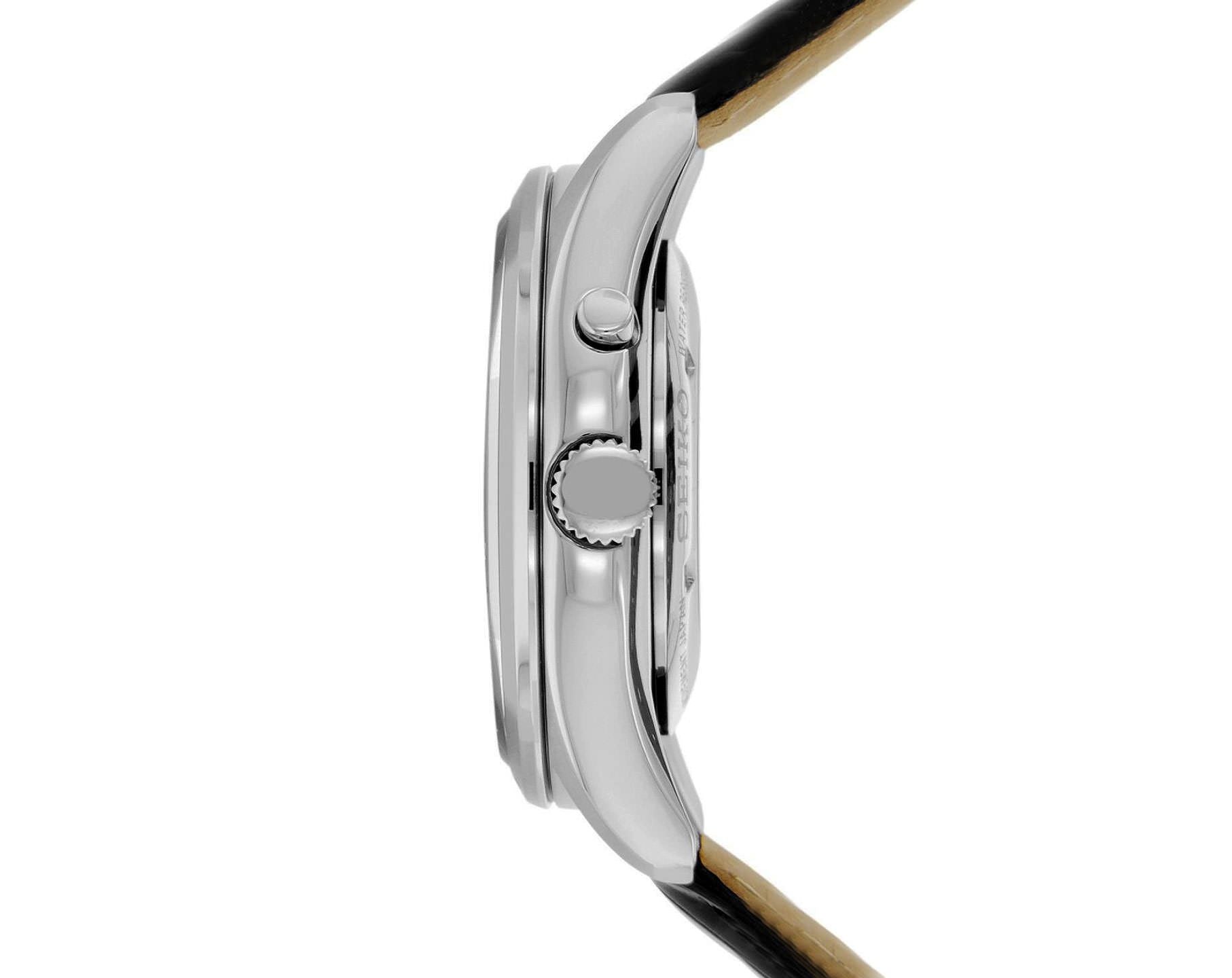 Seiko SRN049P1 Analog Kinetic Men White Dial Black Leather Strap Watch