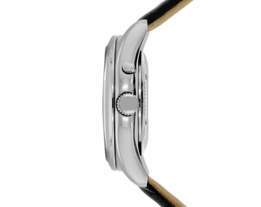 Seiko SRN049P1 Analog Kinetic Men White Dial Black Leather Strap Watch