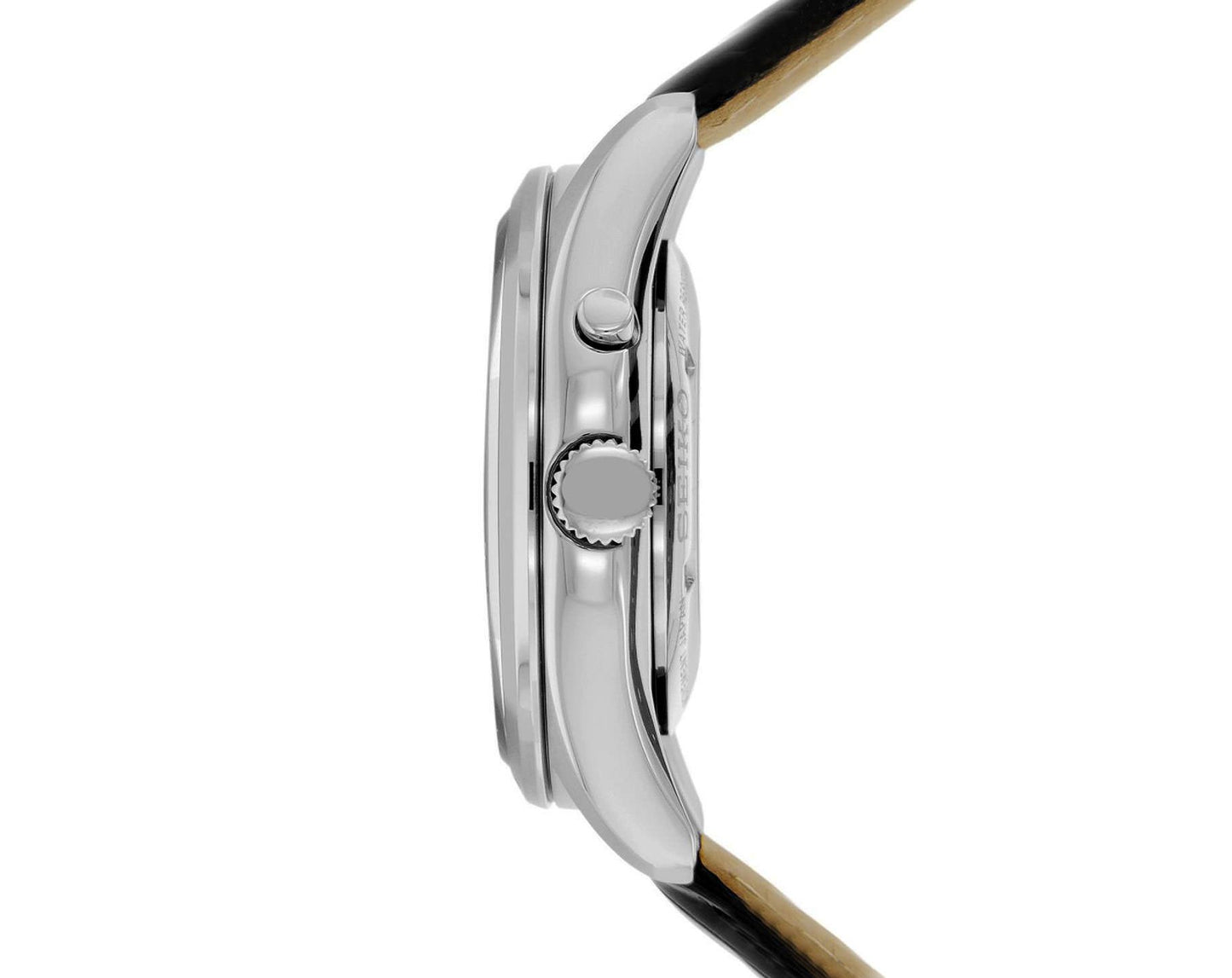 Seiko SRN049P1 Analog Kinetic Men White Dial Black Leather Strap Watch