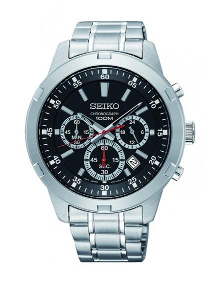 Seiko SKS605P1 Men Quartz Black Dial Stainless Steel Chronograph Watch