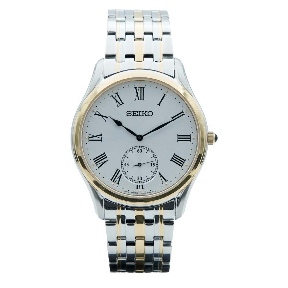 Seiko SRK048P1 Two-Tone Stainless Steel Analog Quartz Men’s Watch – White Dial, Sapphire Crystal