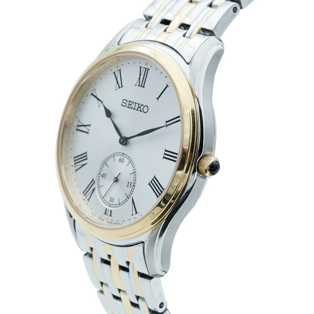 Seiko SRK048P1 Two-Tone Stainless Steel Analog Quartz Men’s Watch – White Dial, Sapphire Crystal