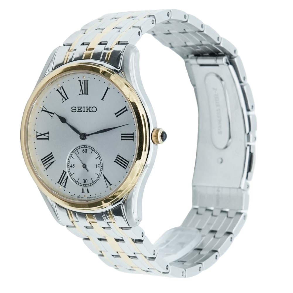 Seiko SRK048P1 Two-Tone Stainless Steel Analog Quartz Men’s Watch – White Dial, Sapphire Crystal