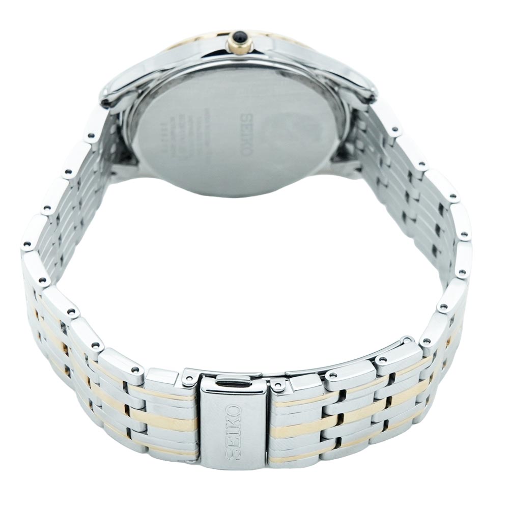 Seiko SRK048P1 Two-Tone Stainless Steel Analog Quartz Men’s Watch – White Dial, Sapphire Crystal