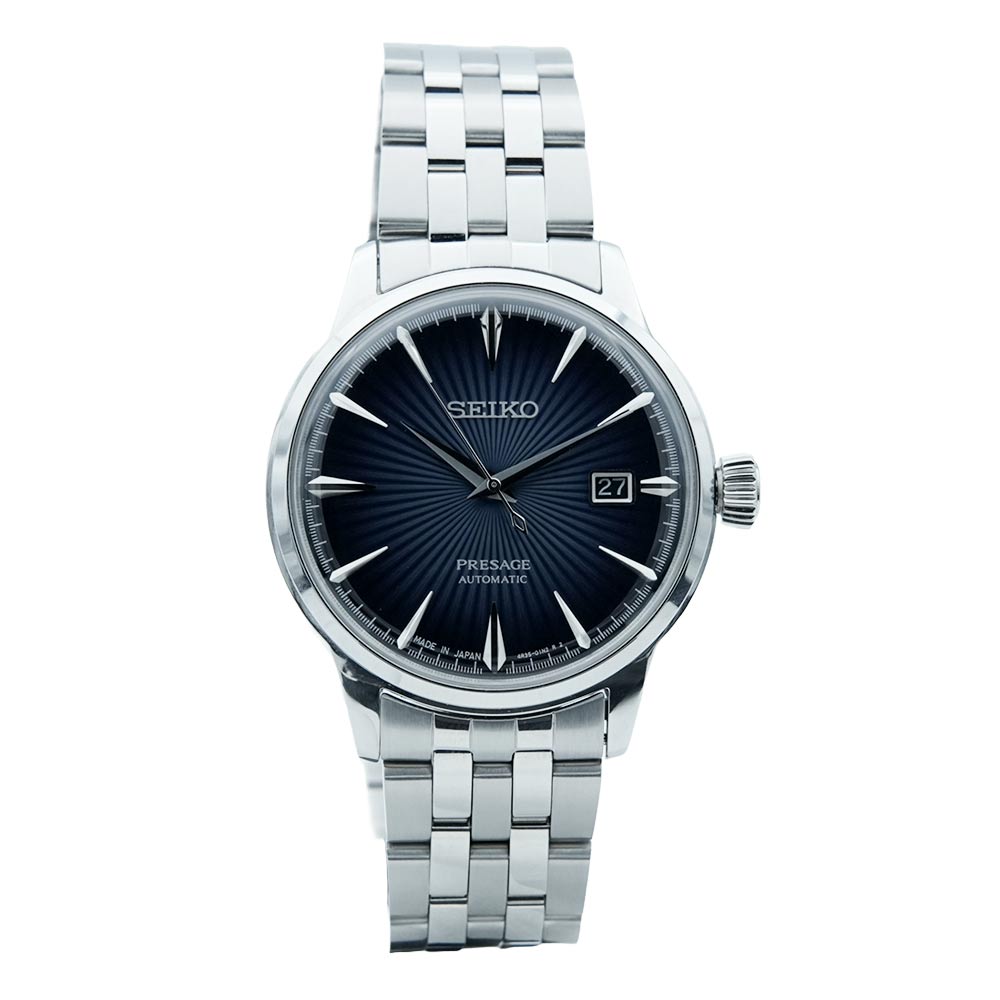 Seiko SRPB41J1 Men Automatic Blue Dial Stainless Steel Presage Cocktail Time Watch