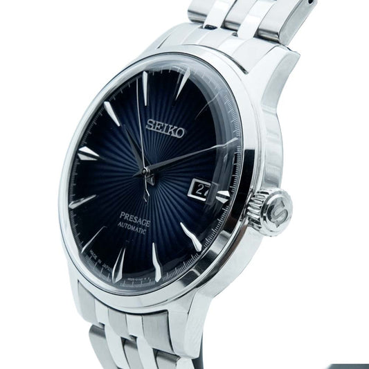 Seiko SRPB41J1 Men Automatic Blue Dial Stainless Steel Presage Cocktail Time Watch