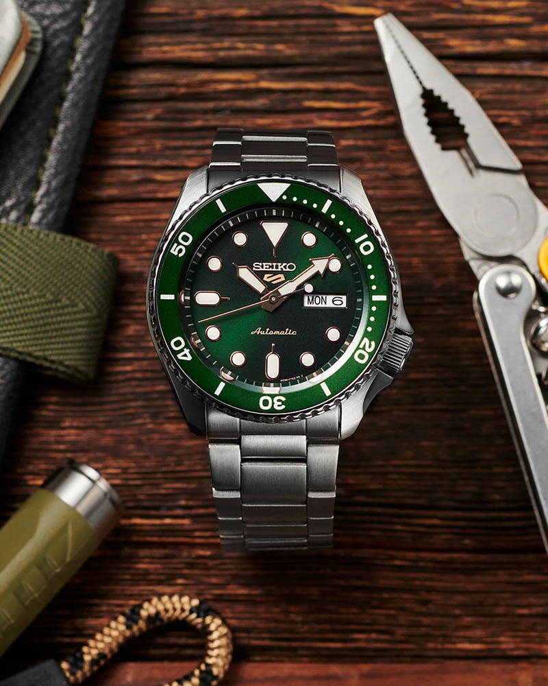 Seiko SRPD63K1 5 Sports Automatic Green Dial Stainless Steel Men's Watch