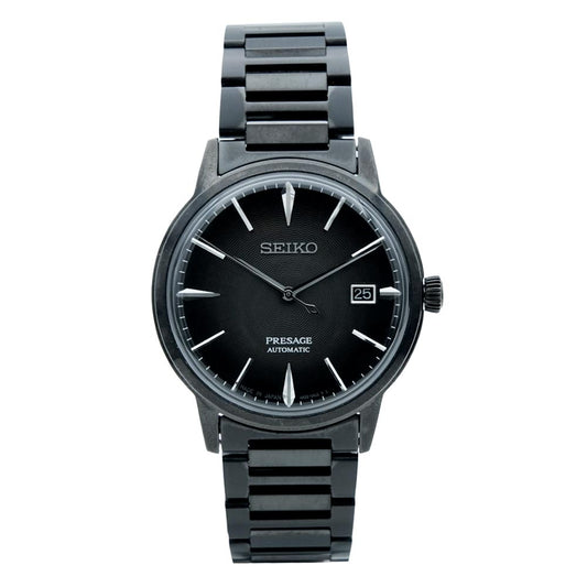 Seiko SRPJ15J1 Men Automatic Black Dial Stainless Steel Presage Cocktail Time Watch