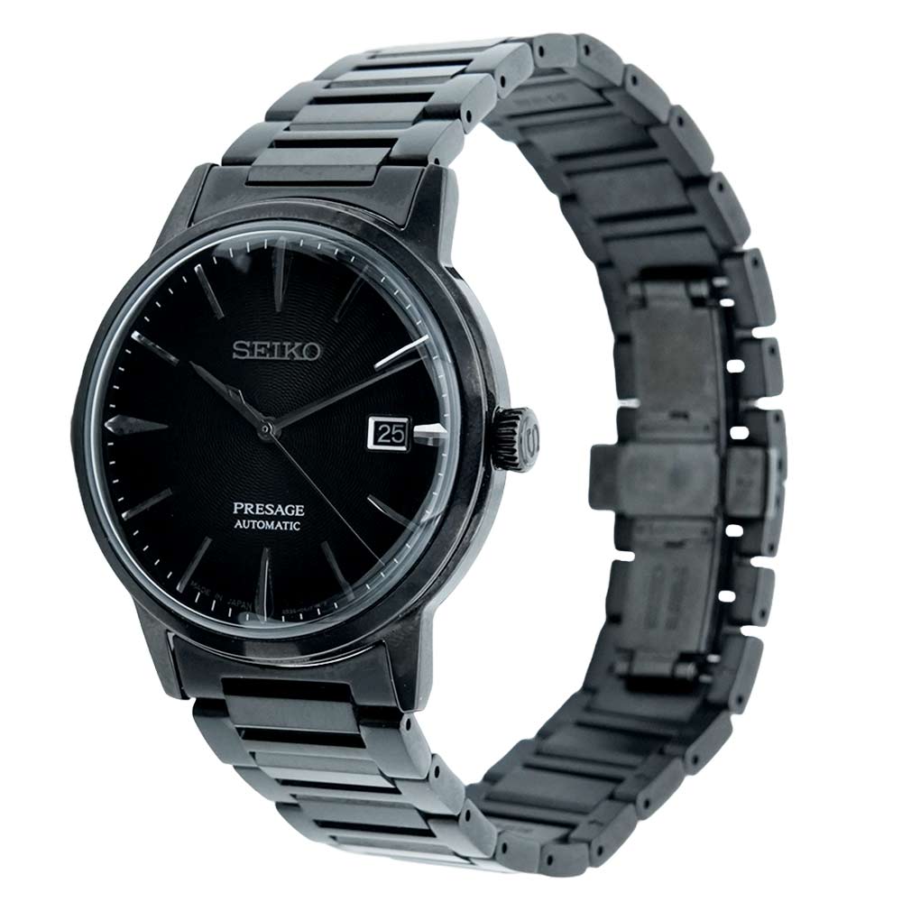 Seiko SRPJ15J1 Men Automatic Black Dial Stainless Steel Presage Cocktail Time Watch