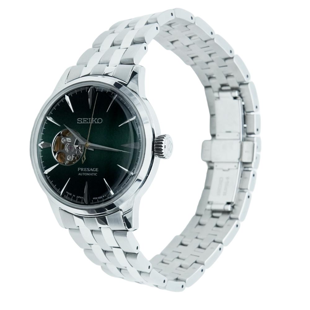 Seiko SSA441J1 Men Automatic Green Dial Open Heart Stainless Steel Presage Watch