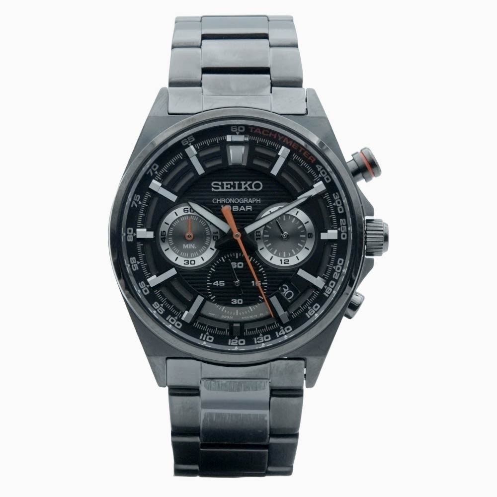 Seiko SSB399P1 Men Quartz Chronograph Black Dial Stainless Steel Watch