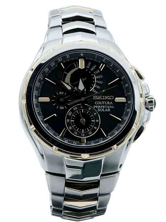 Seiko Coutura SSC764P1 Solar Chronograph Two-Tone Stainless Steel Men’s Watch – Black Dial, Sapphire Crystal, 100M WR