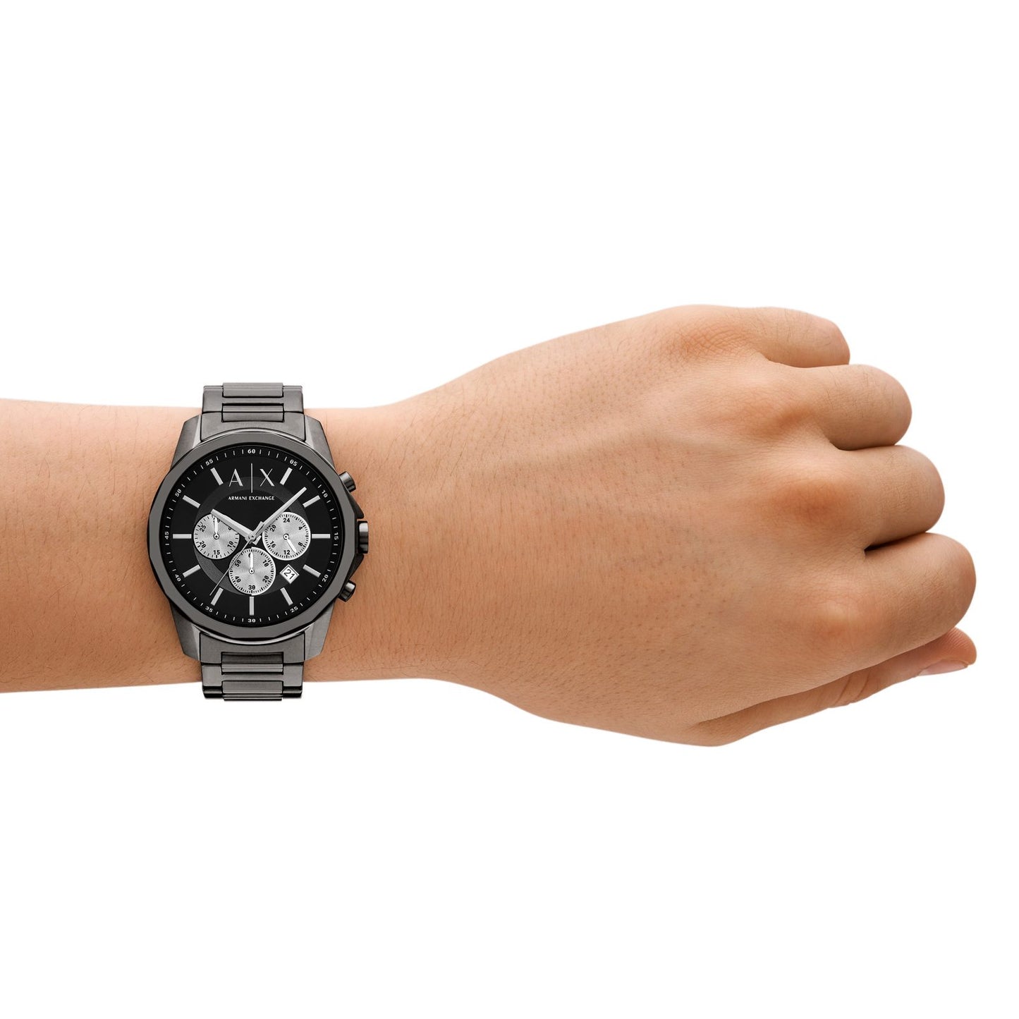 Armani Exchange AX1765I Men's Quartz Chronograph Watch Black Sunray Dial Gunmetal Stainless Steel Strap