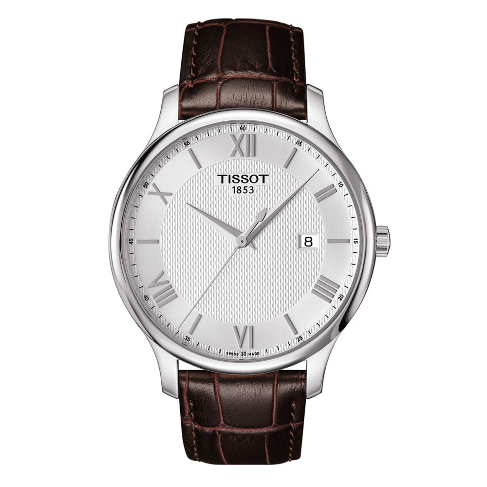 Tissot T0636101603800 Silver Dial 42 mm Men’s Swiss Quartz Watch – Brown Leather Strap, Sapphire Crystal