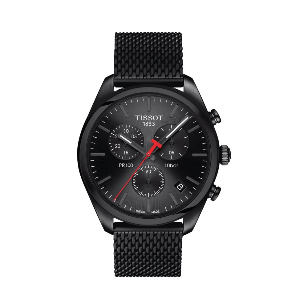 Tissot T1014173305100 Black Dial Men’s Swiss Quartz Chronograph Watch – Black PVD Case & Bracelet, Sapphire Crystal