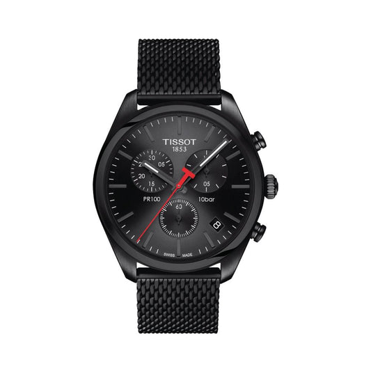 Tissot T1014173305100 Black Dial Men’s Swiss Quartz Chronograph Watch – Black PVD Case & Bracelet, Sapphire Crystal