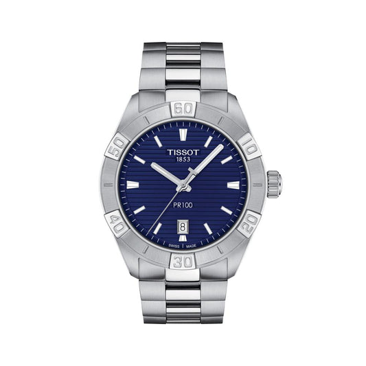 Tissot T1016101104100 Blue Dial 42 mm Men’s Swiss Quartz PR 100 Sport Watch – Stainless Steel Case & Bracelet, Sapphire Crystal