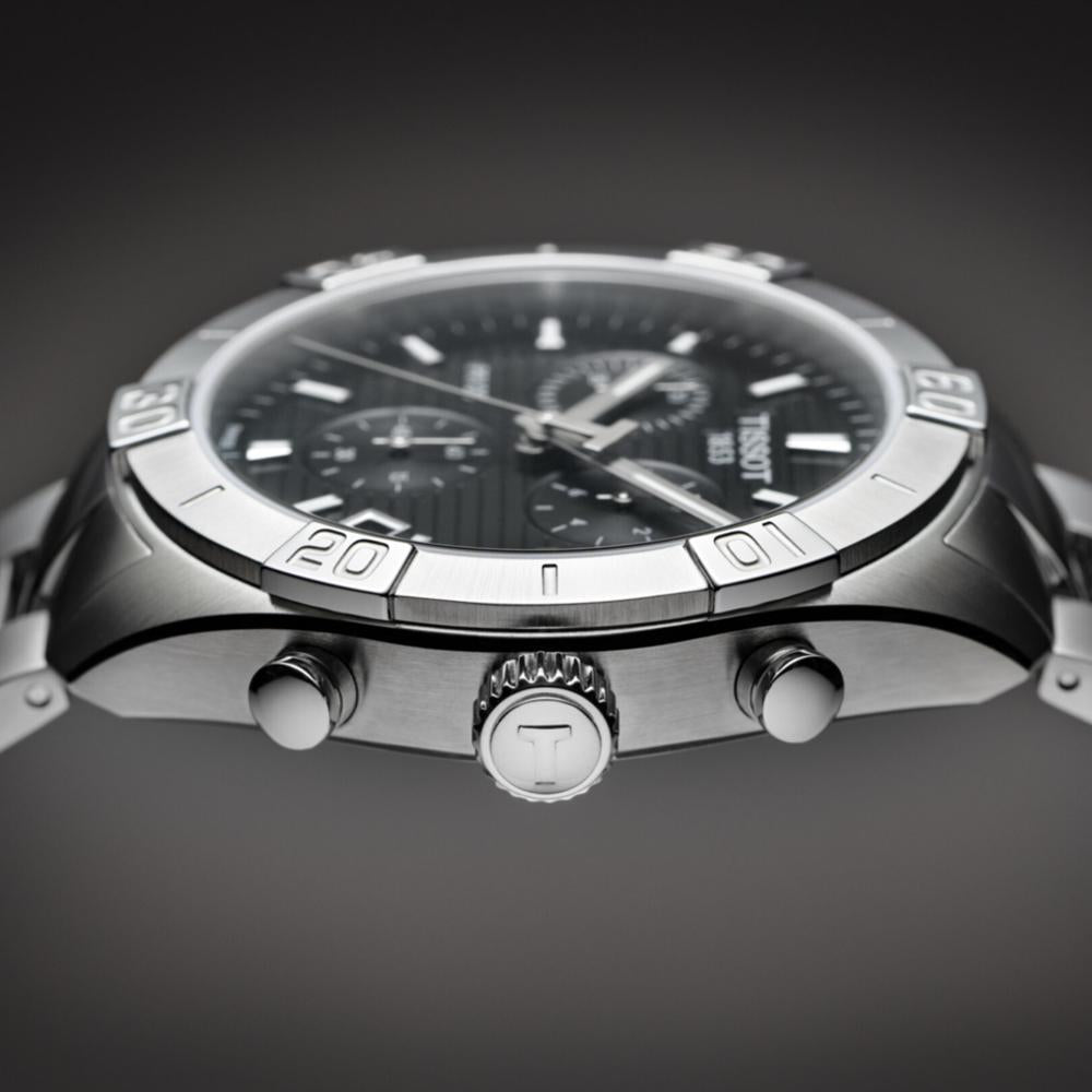Tissot T1016171105100 Black Dial Men’s Swiss Quartz PR 100 Sport Gent Chronograph Watch – Stainless Steel Case & Bracelet, Sapphire Crystal