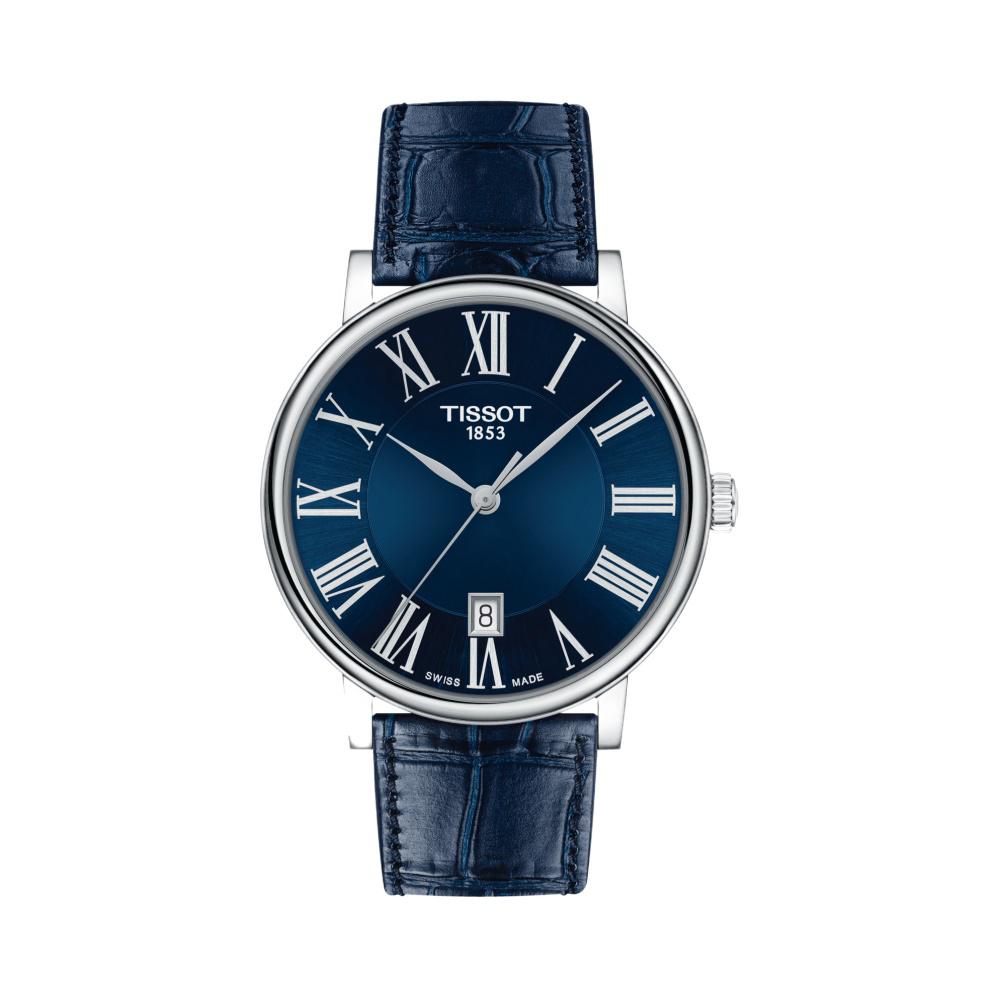 Tissot T1224101604300 Blue Dial 40 mm Men’s Swiss Quartz Carson Premium Watch – Stainless Steel Case, Blue Leather Strap, Sapphire Crystal