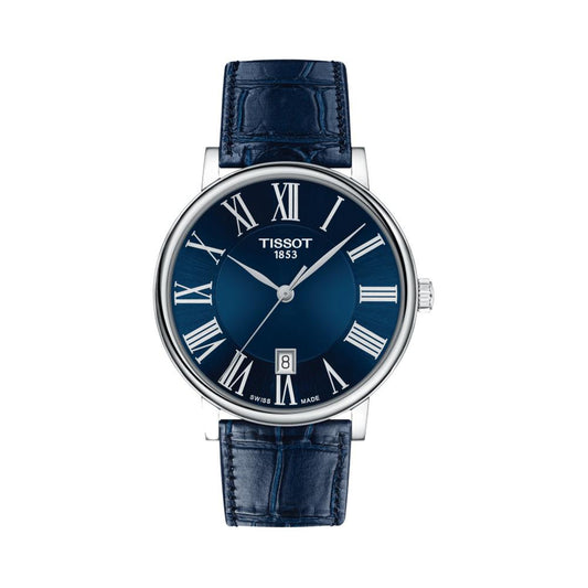 Tissot T1224101604300 Blue Dial 40 mm Men’s Swiss Quartz Carson Premium Watch – Stainless Steel Case, Blue Leather Strap, Sapphire Crystal