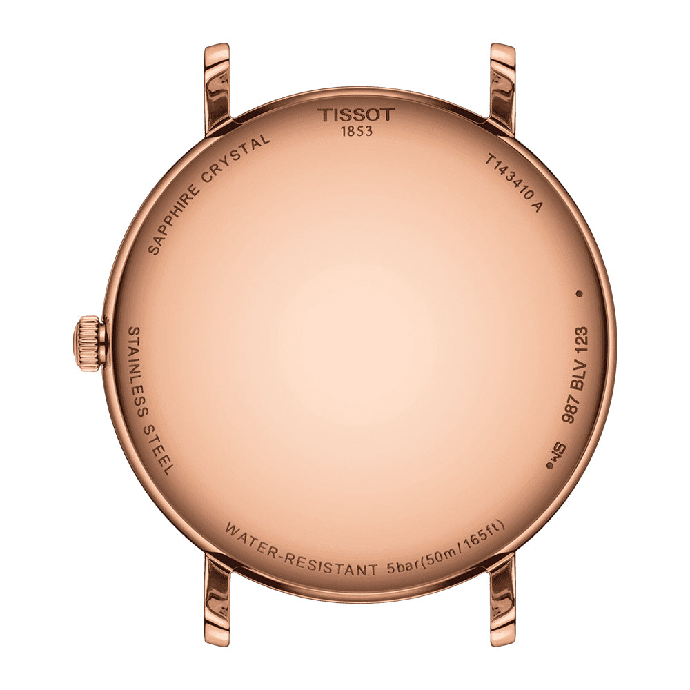 Tissot T1434103601100 Men Analog Quartz Watch with White Dial, Brown Leather Strap & Rose Gold Stainless Steel Case