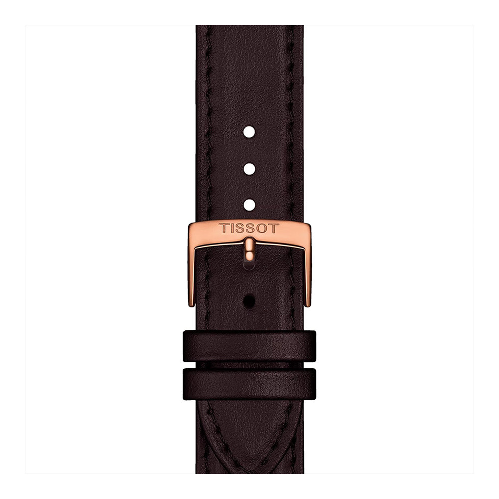 Tissot T1434103601100 Men Analog Quartz Watch with White Dial, Brown Leather Strap & Rose Gold Stainless Steel Case